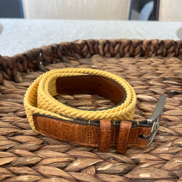Torino Luxury Woven Leather Belt - Italian Cotton Elastic Belt - Yellow - 36 - Picture 3 of 8